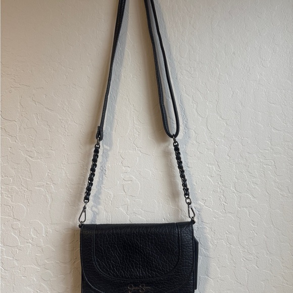 Jessica Simpson Black Pebbled Leather Crossbody - Picture 7 of 9